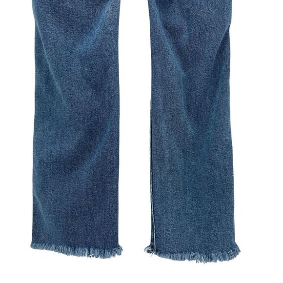 Revice Denim High Waisted Ripped Distressed Raw Hem Slim Straight Jeans Womens 2 - Picture 6 of 9